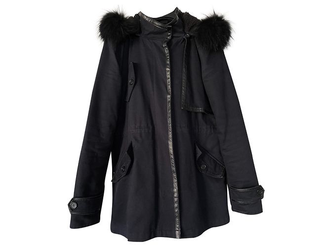 Parka Maje Blu Marine Cotone Blu navy