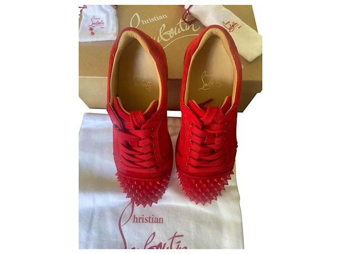 Christian Louboutin Sneakers louboutin rouge Cuir d'agneau  ref.381639
