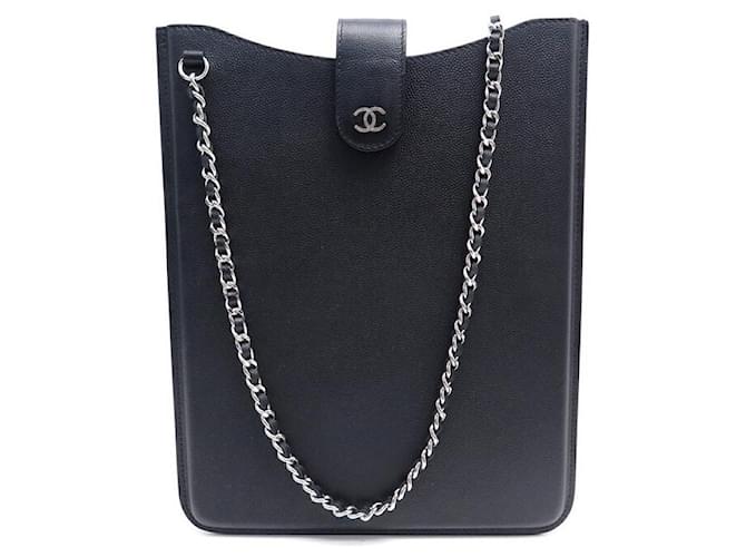 NEW CHANEL BAG IPAD TABLET CASE IN BLACK CAVIAR LEATHER BANDOULIERE TABLET CASE  ref.381705