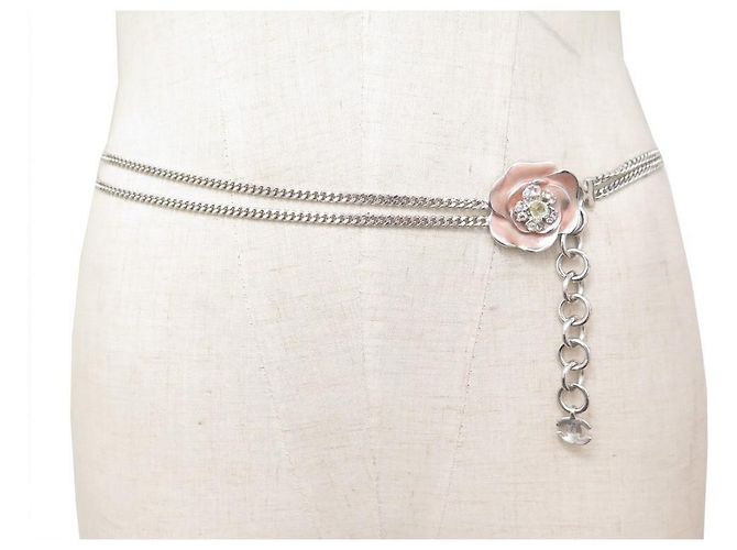 CINTURÓN CADENA CHANEL CAMELIA 75 a 85 CINTURÓN CADENA STRASS METAL PLATA CM