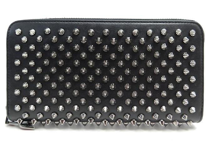 CHRISTIAN LOUBOUTIN PANETTONE SPIKE WALLET 1165065 LEATHER WALLET BOX Black  ref.381755