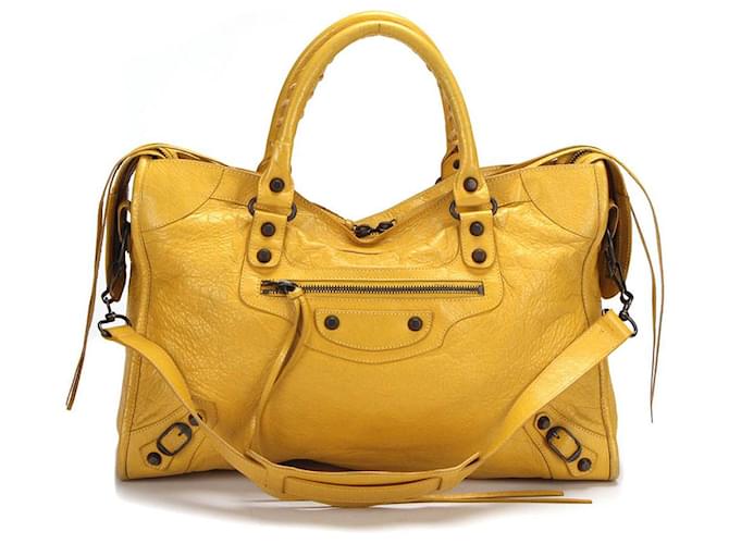 Yellow Lambskin Shoulder Bag