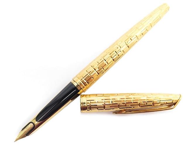 Autre Marque VINTAGE NEW WATERMAN CF CROCODILE FEATHER PEN IN GOLD PLATE + GOLD PEN BOX Golden Gold-plated  ref.381778