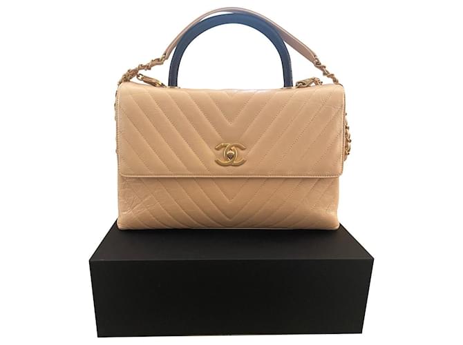 Chanel coco handle bag Beige Leather  ref.381879