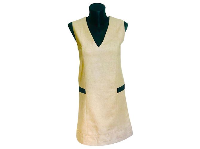 Autre Marque Kookai Wollkleid Schwarz Beige Größe 36