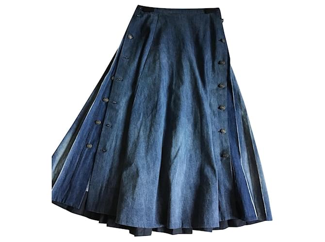 Christian Dior Dior long skirt Navy blue Cotton  ref.382058