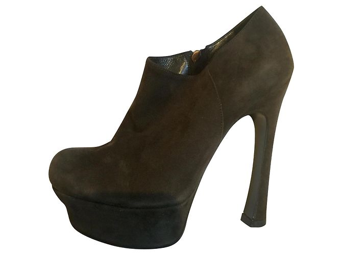 Yves Saint Laurent YSL Plateau-Stiefeletten mit hohem Absatz Khaki