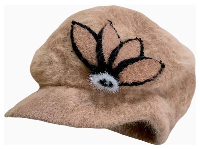 Autre Marque Sombrero de invierno de piel de conejo beige