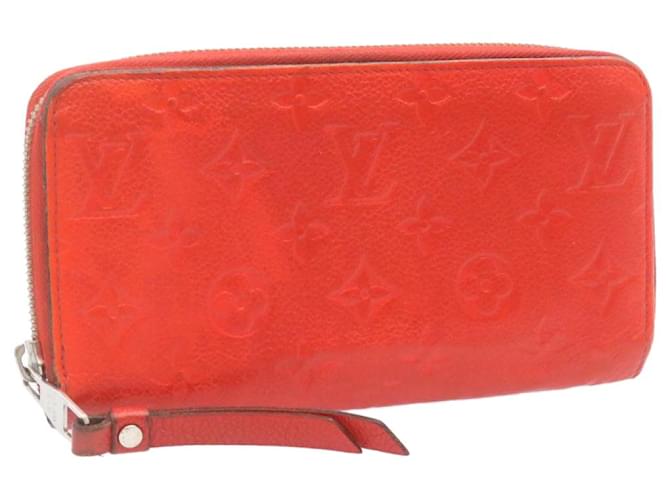 LOUIS VUITTON Monogram Empreinte Leather Zippy Wallet Red