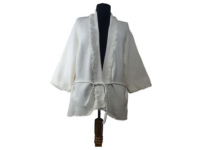 Filippa K Strickjacke Weiß Baumwolle Größe L