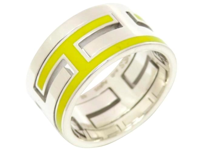 Ring Hermès Hermes Prata Movimento H Anel Amarelo Metal  ref.382569