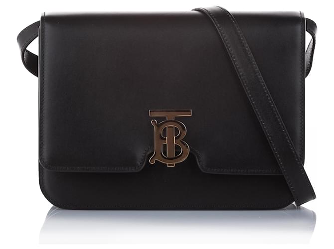Burberry Black TB Leather Crossbody Bag Pony-style calfskin  ref.382881