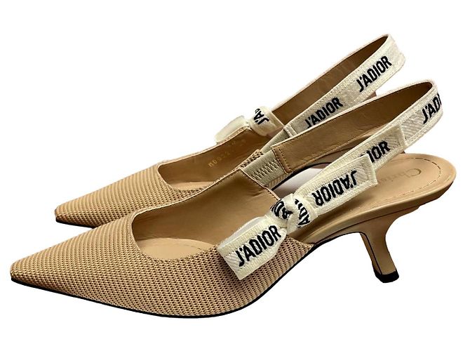 Sandálias Slingback Christian Dior Bege Tamanho 38