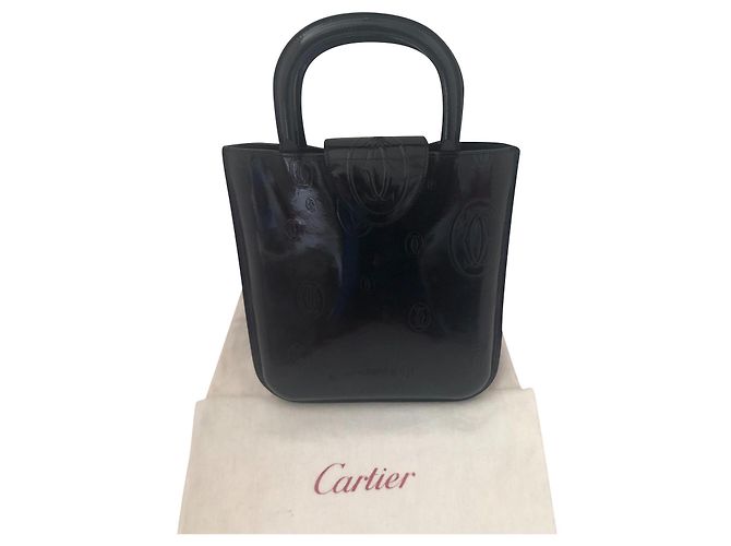 Cartier Handtasche schwarzes Lackleder