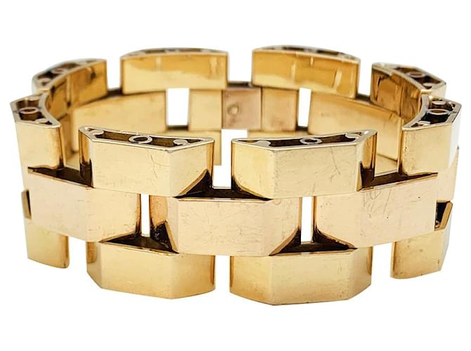 inconnue Pink gold and yellow gold Tank bracelet.  ref.383211