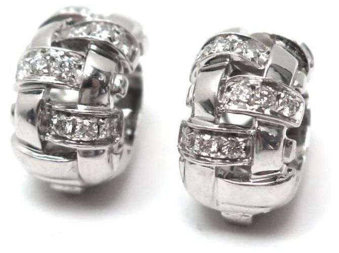ORECCHINI TIFFANY & CO VANNERIE BASKET WEAVE ORO BIANCO E DIAMANTI