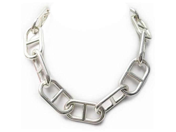 Hermès HERMES ANCHOR CHAIN NECKLACE XL 50cm 13 SILVER LINKS 925 416GR NECKLACE Silvery  ref.383307