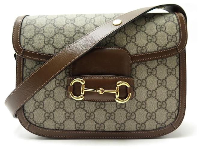 NUEVO BOLSO DE MANO GUCCI HORSEBIT 1955 602204 BOLSO DE MANO MONOGRAM GG BANDOULIERE Castano Cuero ref.383315 Joli Closet