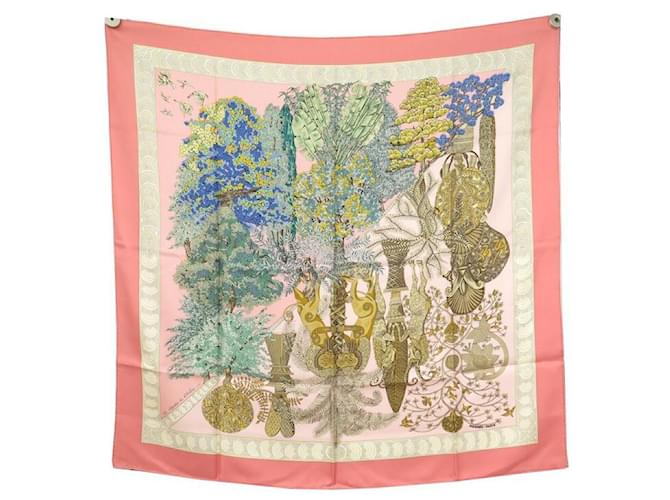 Hermès NEW HERMES SCARF THE LEGENDS OF THE FAIVRE SQUARE TREE 90 SILK SCARF NEW SILK Pink  ref.383380