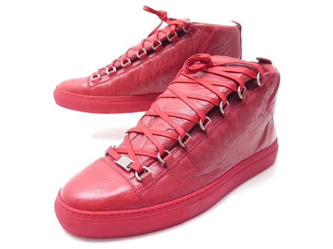 BALENCIAGA BASKETS ARENA SHOES 43 Red leather 412381 NEW SNEAKERS - Joli Closet