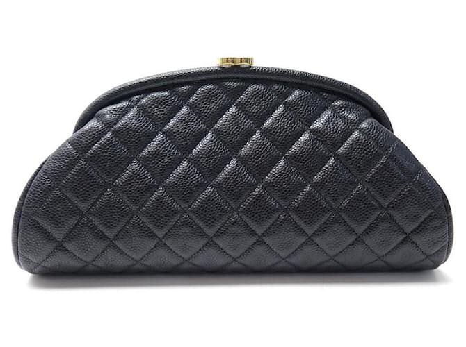 NEW CHANEL HAND BAG CLUTCH LEATHER CAVIAR QUILTED BLACK NEW HAND BAG  ref.383407