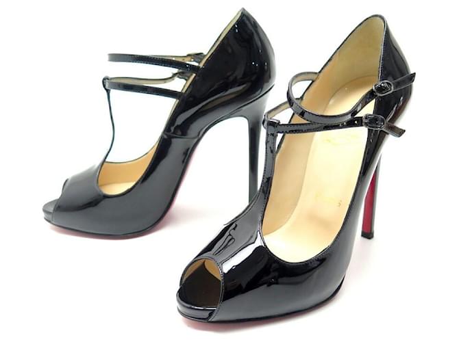 NEW CHRISTIAN LOUBOUTIN T lined SHOES 120 1130040 36.5 in patent leather Black  ref.383418