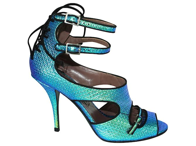 Tabitha Simmons Holographic Heels Blue Leather  ref.383459