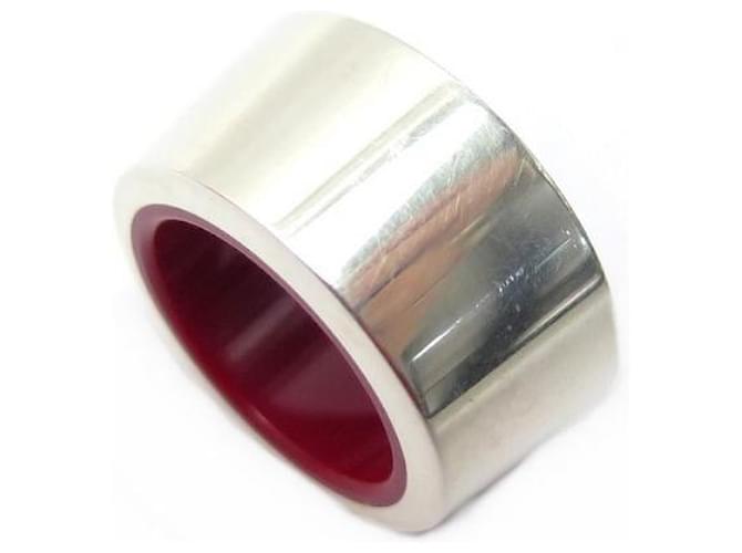 Hermès HERMES RING SIZE 52 in Sterling Silver 925 & RED LACQUER + SILVER RING BOX Silvery  ref.383616