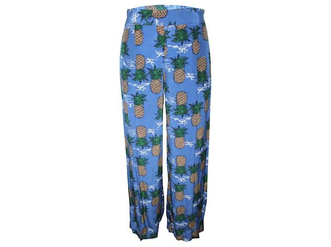 Roseanna Blue Pineapple Print Pants Silk  ref.383634