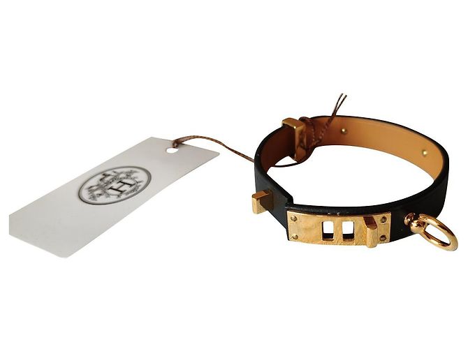Hermès PULSERA HERMES CUIR MINI PERRO PLACA VEAU SWIFT Negro