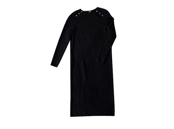 Chanel Robe longue noire Paris/HAMBURG Cachemire  ref.383973