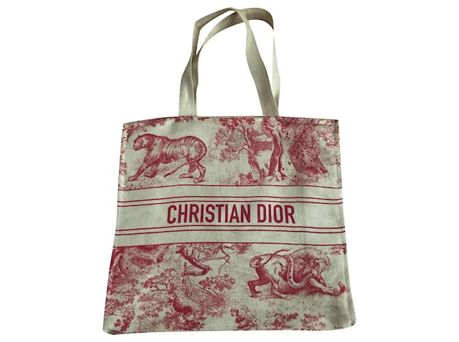 Dior Borsa regalo vip Rosso Crudo Biancheria Tela ref.384017 - Joli Closet