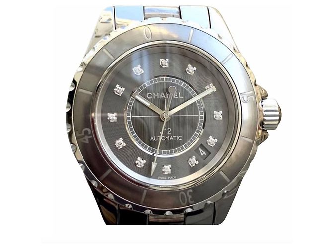 J12 Chanel J Uhr12 CHROMATISCH 38MM Schwarz Silber Grau