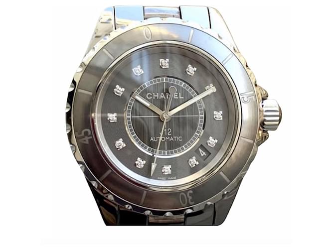 J12 Chanel J watch12 CHROMATIC 38MM Black Silvery Grey Ceramic  ref.384112