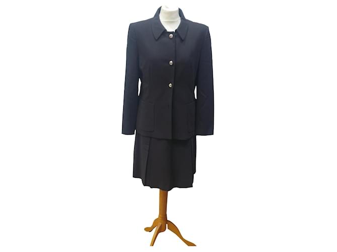 Prada vintage full black suit Viscose  ref.384186