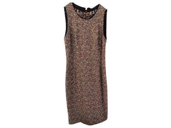 Dolce & Gabbana Wollkleid braun mit Leopardenfutter