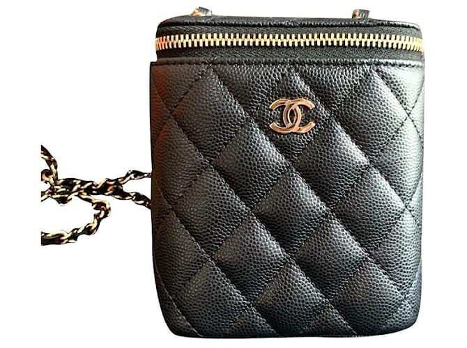 Chanel Black Caviar Mini Vanity case Leather  ref.384207