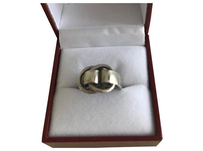 Hermès Vintage collector's 'Belt' ring in solid silver Silvery