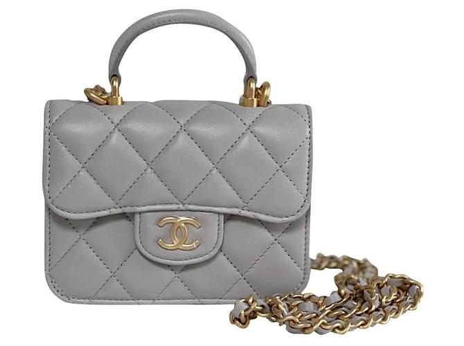 Chanel Coins Purse with Chain Grey Leather ref.384668 - Joli Closet