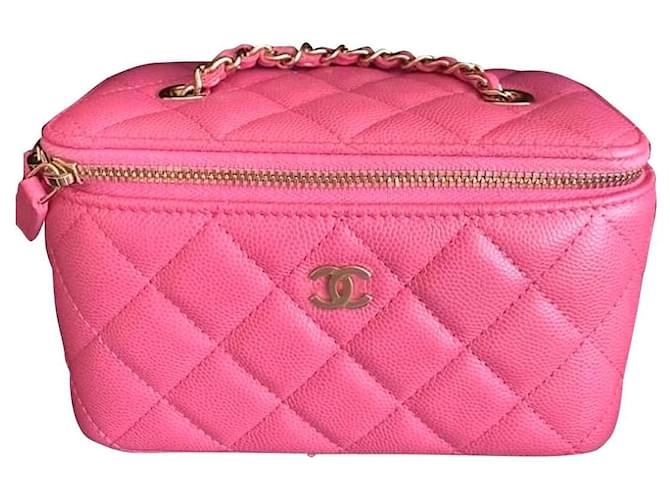 Bolsa Chanel Pink Vanity Rosa Couro  ref.384743