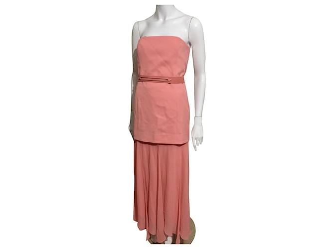 Halston Heritage Vestido rosa de georgette de crepé sin tirantes Poliéster   - Joli Closet
