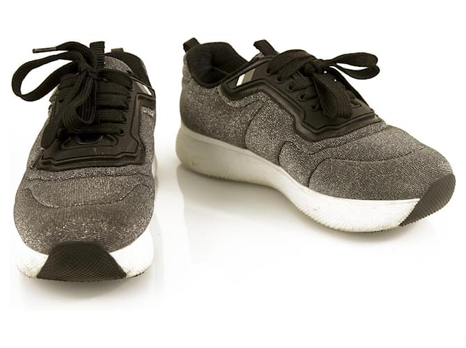 Prax 01 leather-trim gabardine sneakers in black - Prada | Mytheresa