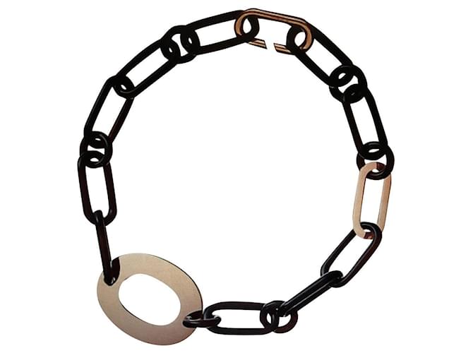 Hermès Mayance necklace Dark brown Pink gold  ref.385894