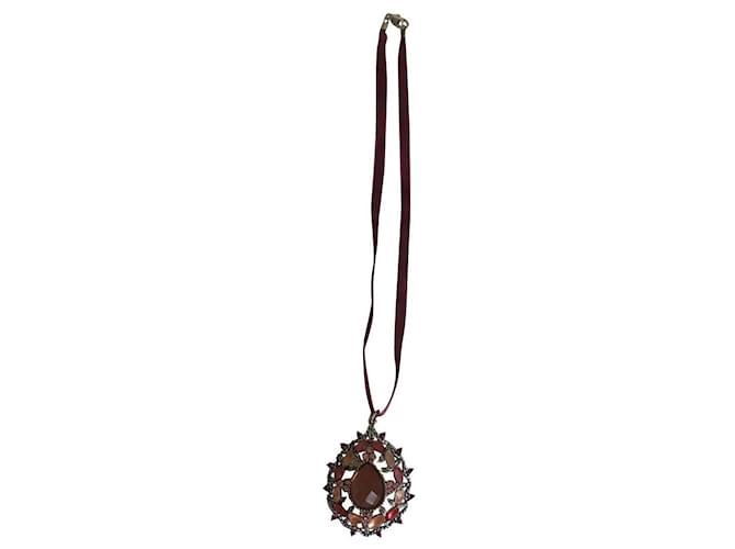 Autre Marque Pendant necklaces Pink Silver-plated Satin  ref.386060