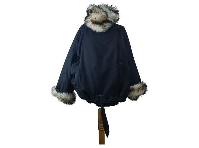 Autre Marque Ivan Grundahl Jacke Schwarz mit Fellkragen