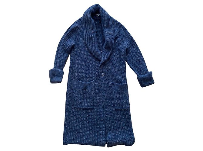 Chanel Long knitted coat Navy blue