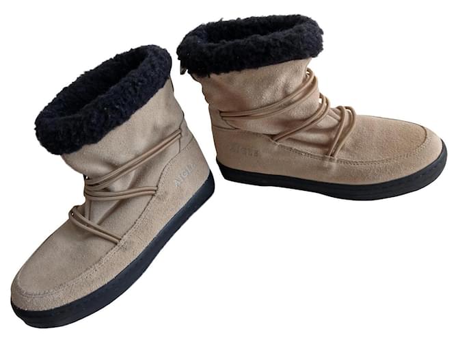 Aigle Boots Beige Leather  ref.386494