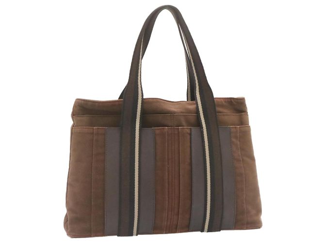 Hermès HERMES Troca Horizontal MM Tote Bag Canvas Braun Auth ar4838