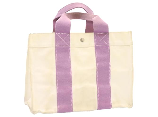 Hermès HERMES Bora Bora PM Hand Bag Canvas White Purple Auth ar4900 Cloth  ref.386558