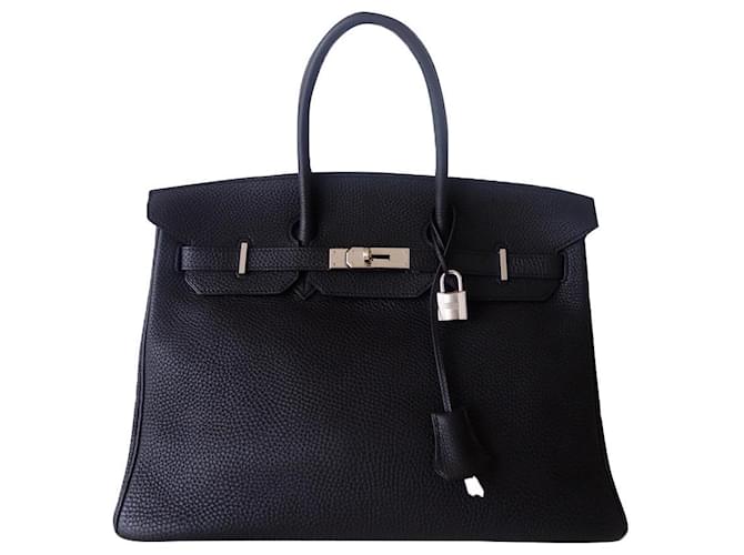 Hermès HERMES BIRKIN BAG 35 Noir Black Leather  ref.386601